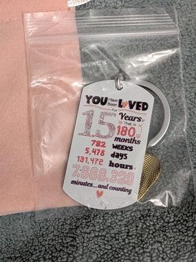 15 Years Old Teenage Girl Anniversary Keychain - Gift With Gift Bag NWT